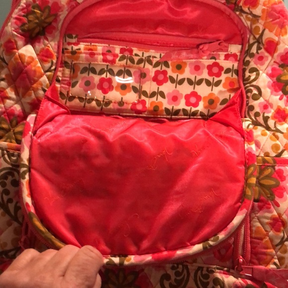 Vera Bradley Large Travel Laptop Backpack Pink/Orange - Picture 4 of 5